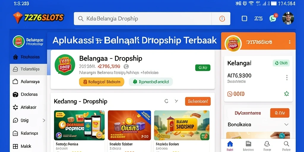 Tampilan antarmuka aplikasi 7276SLOTS untuk dropshipping yang ramah pengguna.