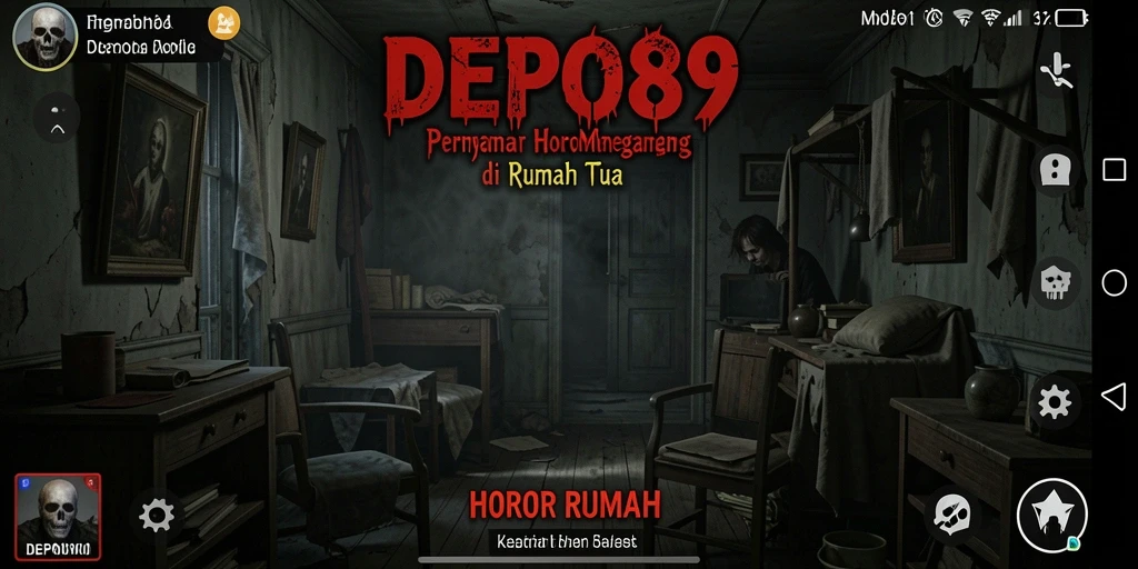 Screenshot DEPO89 menampilkan suasana rumah tua yang mencekam dan penuh misteri.