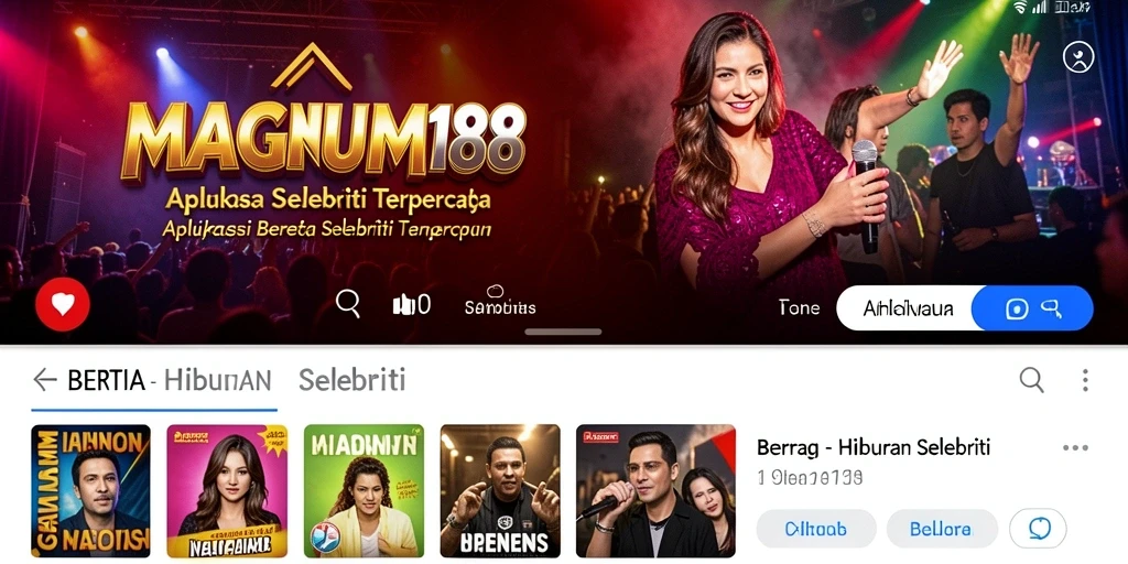Antarmuka aplikasi MAGNUM188 yang menarik dengan informasi hiburan terkini.