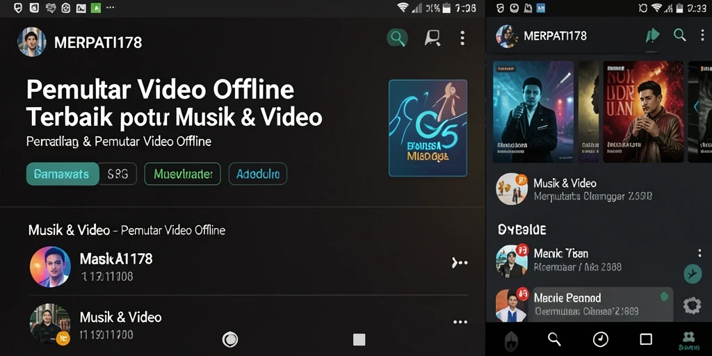 Tampilan antarmuka utama MERPATI178 untuk Pemutar Video Offline.