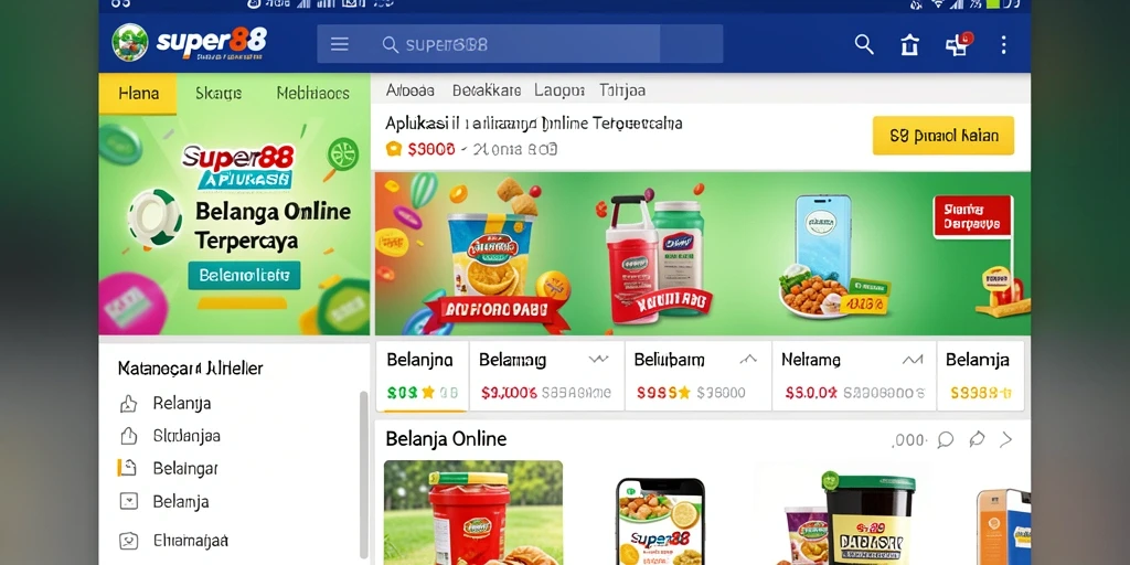 Antarmuka aplikasi SUPER88 yang memudahkan belanja online.