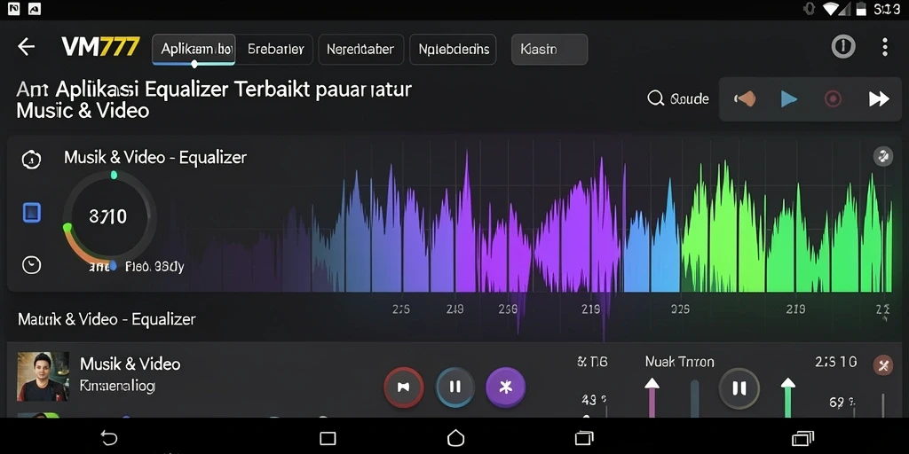 Antarmuka VM777 dengan pengaturan equalizer yang jelas.