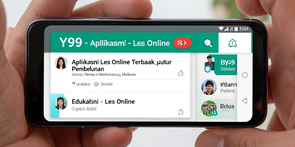 Tampilan antarmuka Y89 dengan fitur Les Online yang interaktif.